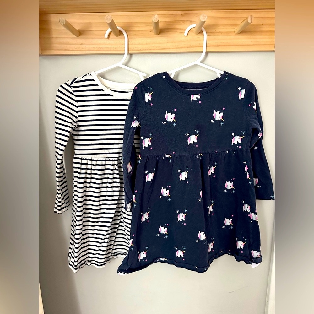 Old Navy Lot of 2 100% Cotton Long Sleeve Skater Dresses - Picture 1 of 6